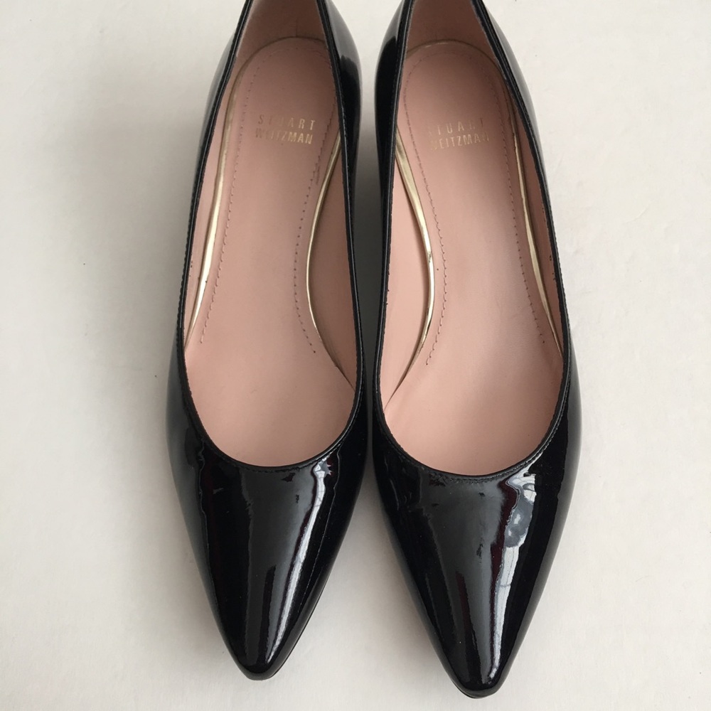Stuart Weitzman Black Pat Leather Tortoise Wedge